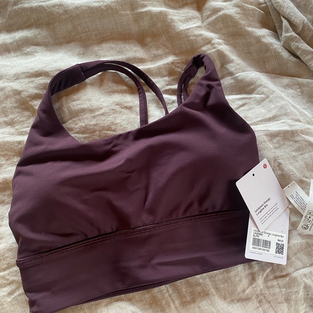 Lululemon size 4 plum purple energy long line sports bra
